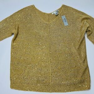 WD·NY | Sparkly Capped Sleeve Knit Blouse M